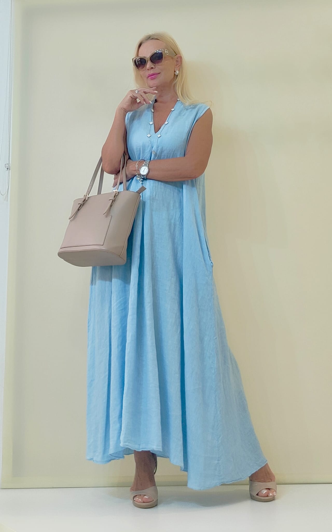 Colectie de vara 2026 - Rochie Maxi Albastru Ciel